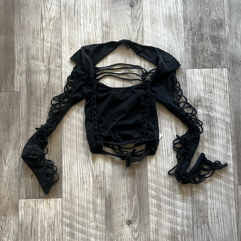 DollsKill / Current Mood Cut Out Black Top